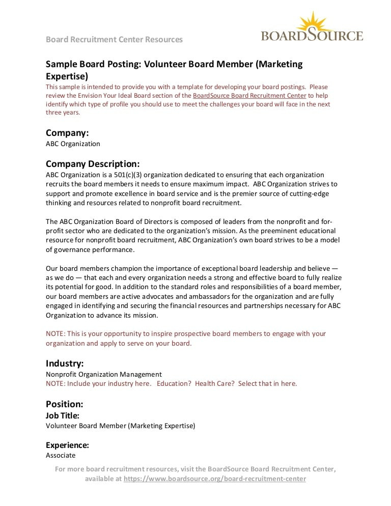 Sample Resume for Volunteer Board Position Volunteer Board Member Marketing Expertise