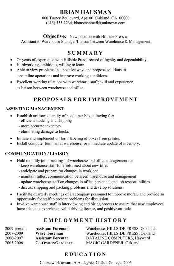 Sample Resume for Warehouse assistant Manager Functional Resume Sample assistant to Warehouse Manager
