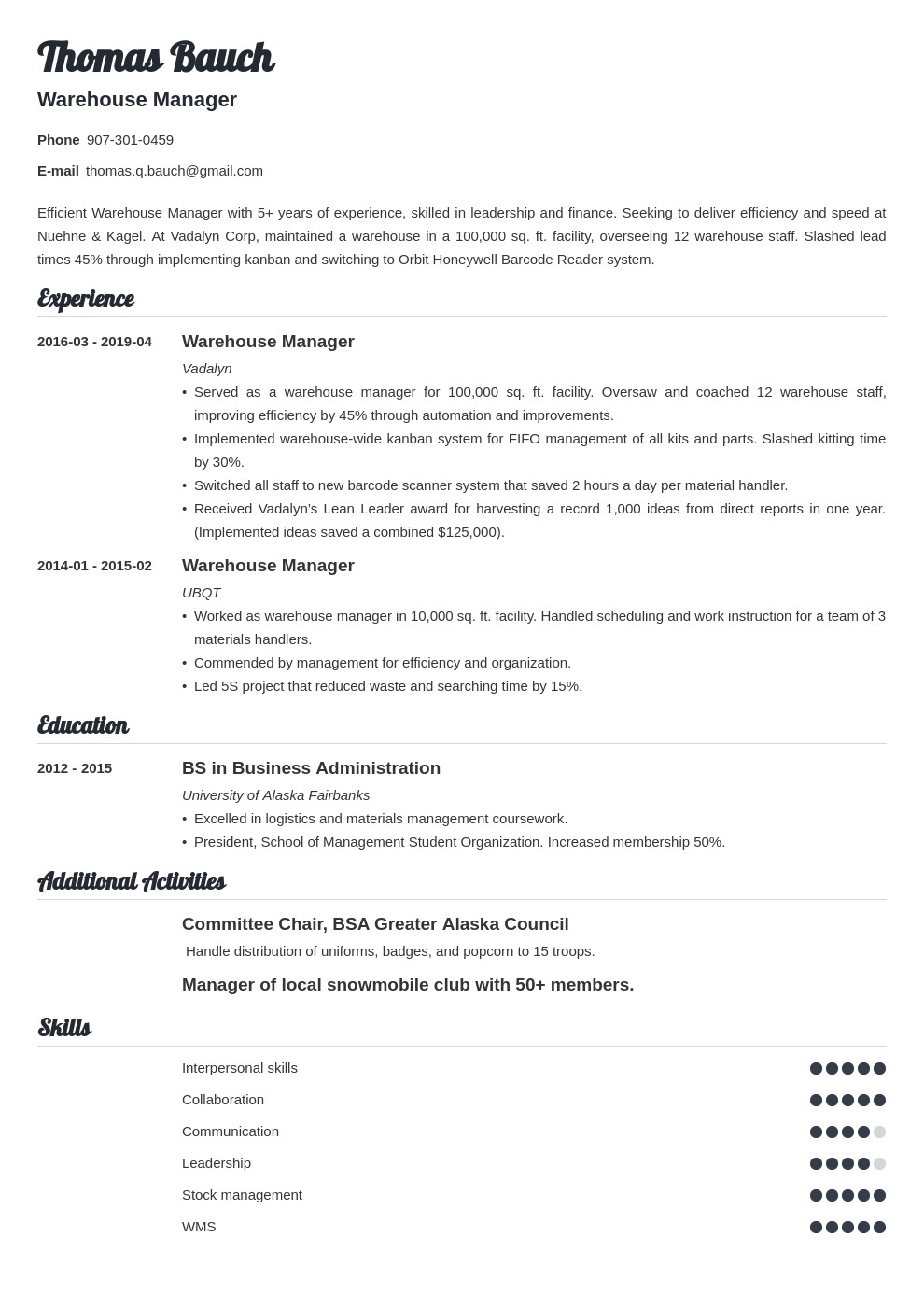 Sample Resume for Warehouse Manager In India Warehouse Manager Resume Sample [ Job Description]
