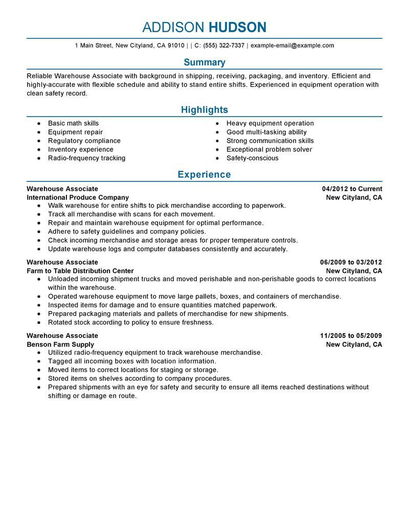 Sample Resume Objective for Warehouse Worker Resume Packer Warehouse October 2021