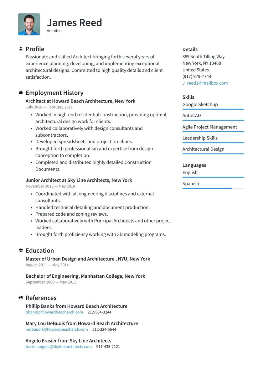 Sample Resume Of Architecture Fresh Graduate Architect Resume Examples & Writing Tips 2021 (free Guide)