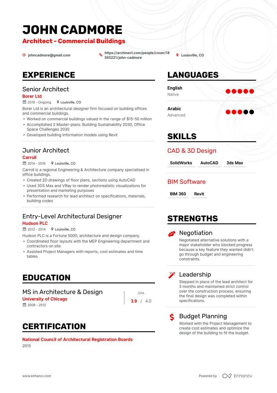 Sample Resume Of Architecture Fresh Graduate top Architect Resume Examples & Samples for 2021 Enhancv.com