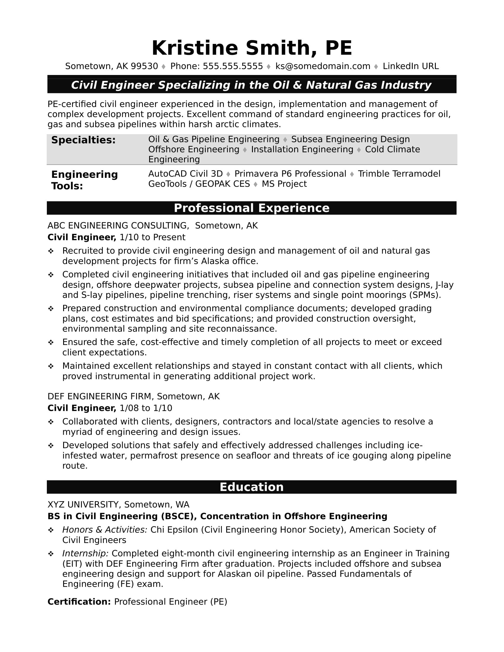 Sample Resume Of Civil Engineer In Building Construction Sample Resume for A Midlevel Civil Engineer Monster.com