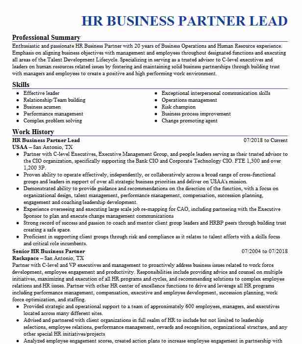 Senior Hr Business Partner Resume Sample Senior Hr Business Partner Resume Example Barclays Bank