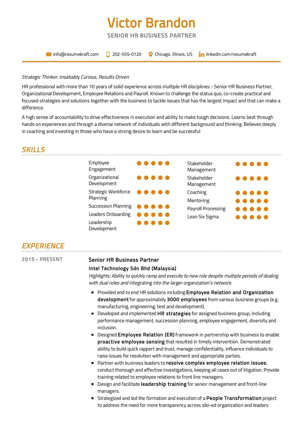 Senior Hr Business Partner Resume Sample Senior Hr Business Partner Resume Resumekraft