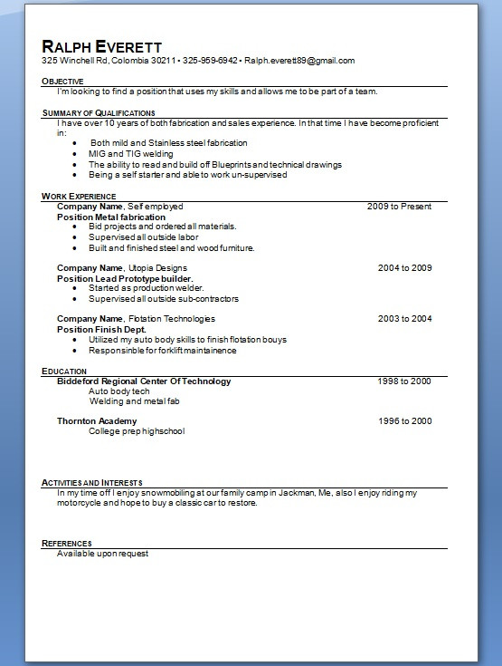 Sheet Metal Production Engineer Resume Sample Metal Fabrication Sample Resume format In Word Free Download