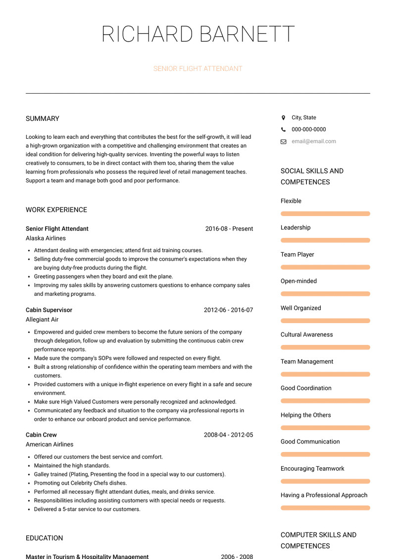 Airline Flight attendant Jobs Sample Resume Flight attendant Resume Samples and Templates