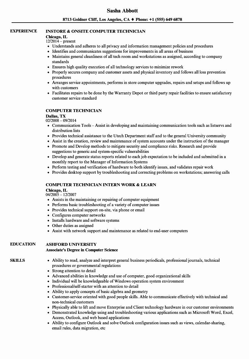 Best Desktop Support Technician Resume Sample Desktop Support Technician Resume Luxury 20 Resumes for
