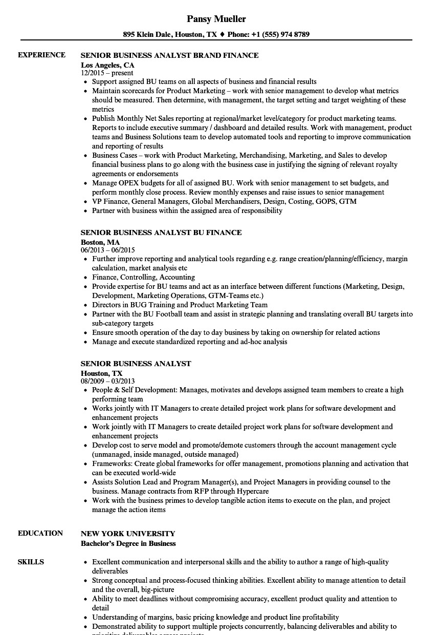 Best Senior Business Analyst Resume Sample Senior Business Analyst Resume Examples Best Resume Examples