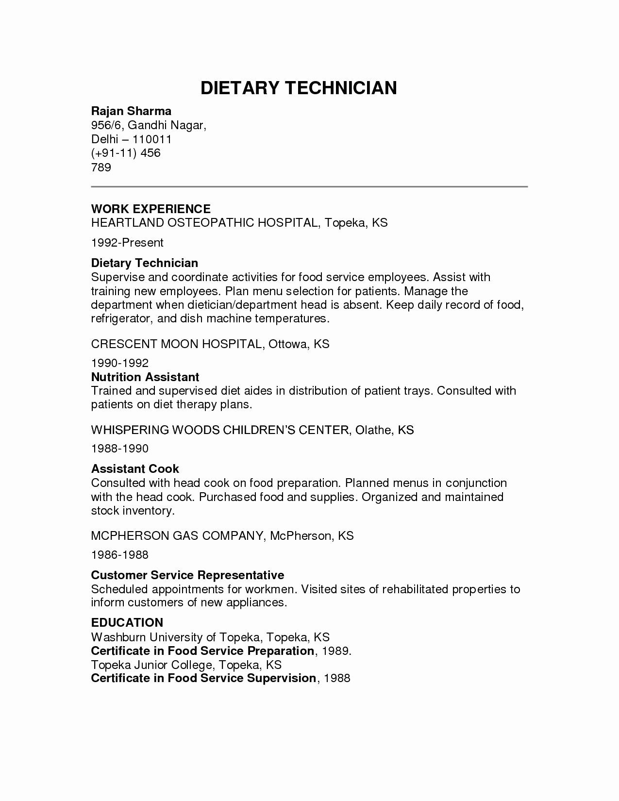 Dietary Aide Resume Sample No Experience Dietary Aide Cover Letter Sample – Dietsupl