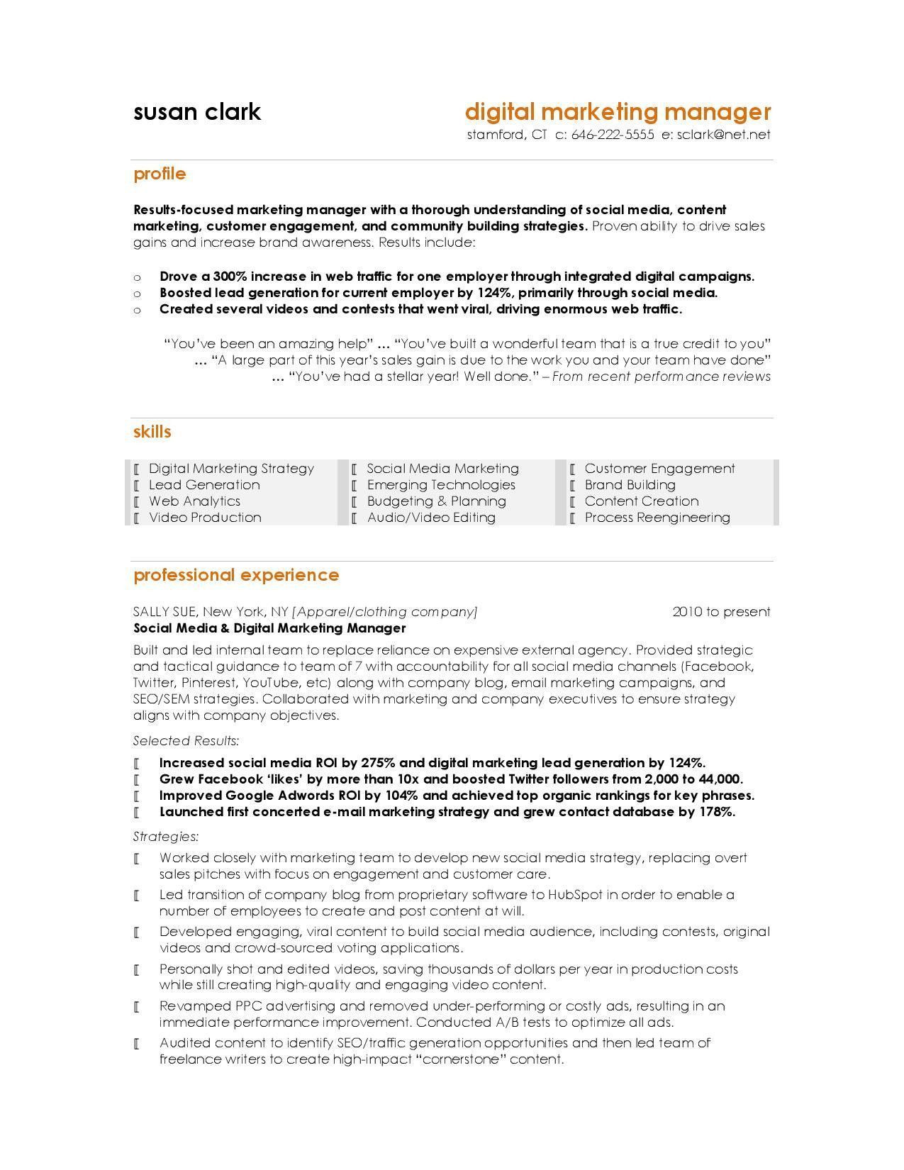 Digital Marketing Resume Sample for Experienced Best Marketing Resumes 4244 Marketing Resume, Digital Marketing … Digital Marketing Resume Sample for Experienced Best Marketing Resumes 4244 Marketing Resume, Digital Marketing …