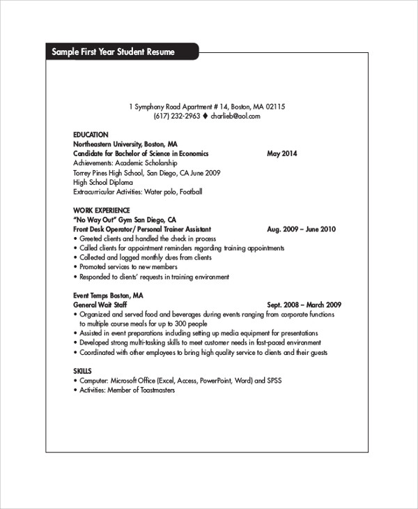 First Year College Student Resume Samples Free 8 Sample College Student Resume Templates In Pdf First Year College Student Resume Samples Free 8 Sample College Student Resume Templates In Pdf