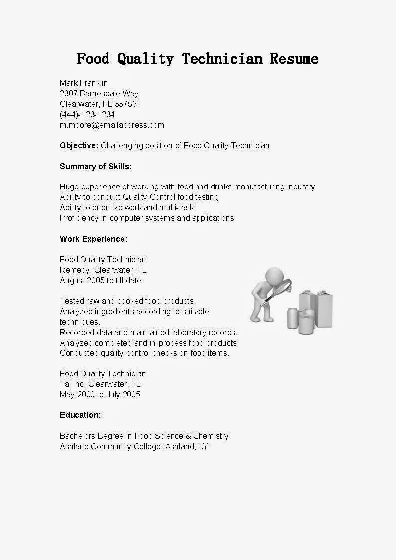 Food Quality Control Technician Resume Sample Resume Samples Food Quality Technician Resume Sample