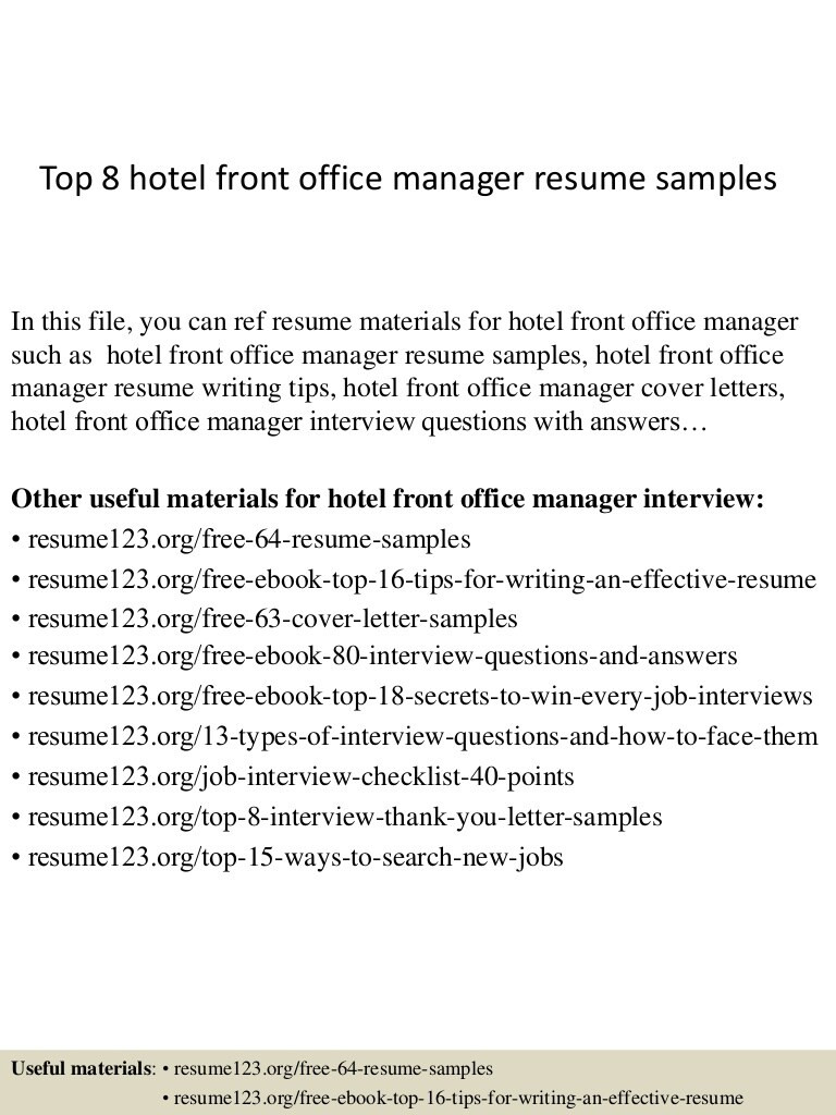 Hotel assistant Front Office Manager Resume Sample top 8 Hotel Front Office Manager Resume Samples