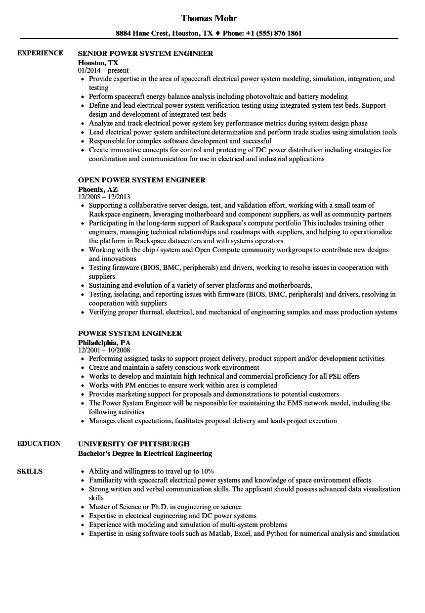 Power Plant Electrical Engineer Resume Sample Power System Engineer Resume Samples Power Plant Electrical Engineer Resume Sample Power System Engineer Resume Samples
