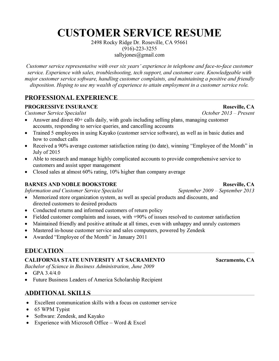 Professional Summary Resume Sample for Customer Service Customer Service Resume Sample Resume Panion