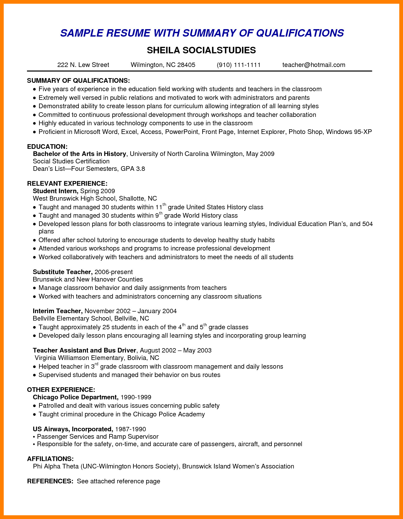 Professional Summary Resume Sample for It Resume Summary Examples