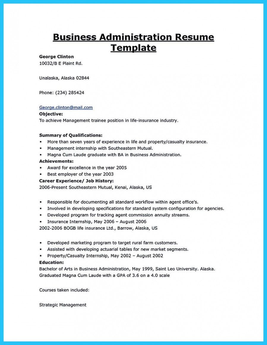 Resume Sample for Business Administration Graduate Career Objective for Resume for Business Management / Business …