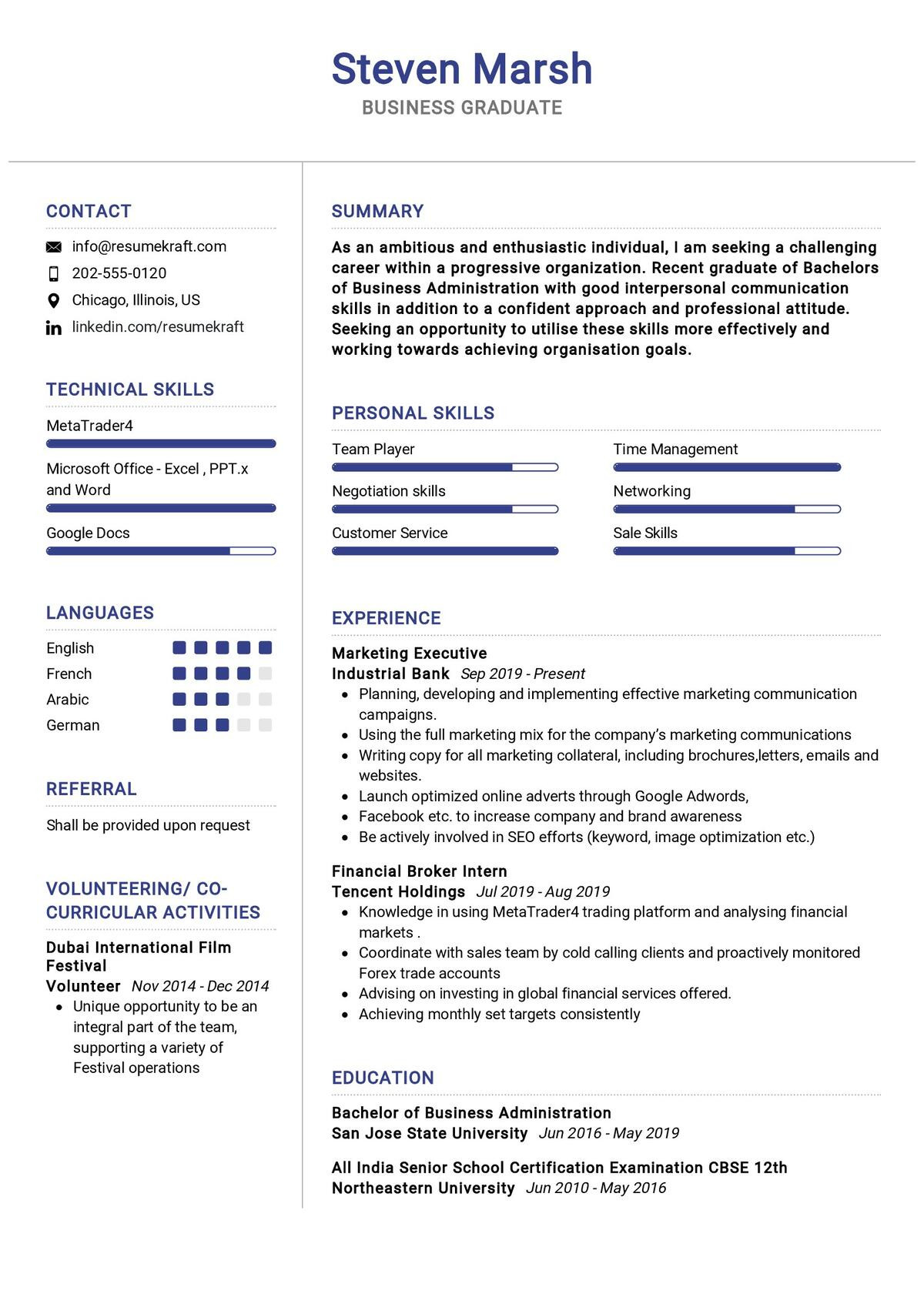 Resume Sample for Business Administration Student Business Graduate Resume Sample 2021 Writing Tips – Resumekraft