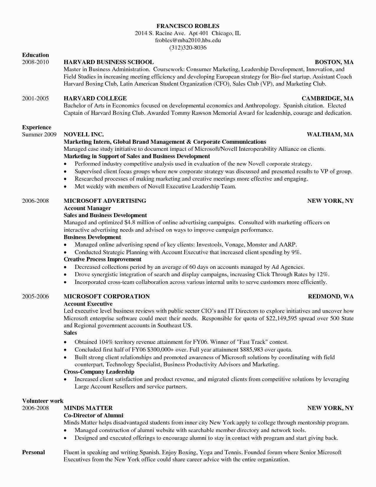 Resume Sample for Business Administration Student Resume format Harvard Business School – Resume format Business …