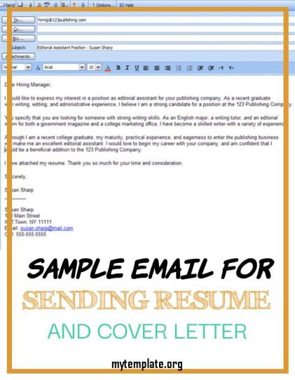 Sample Email Template for Sending Resume Sample Email for Sending Resume and Cover Letter 6 Easy