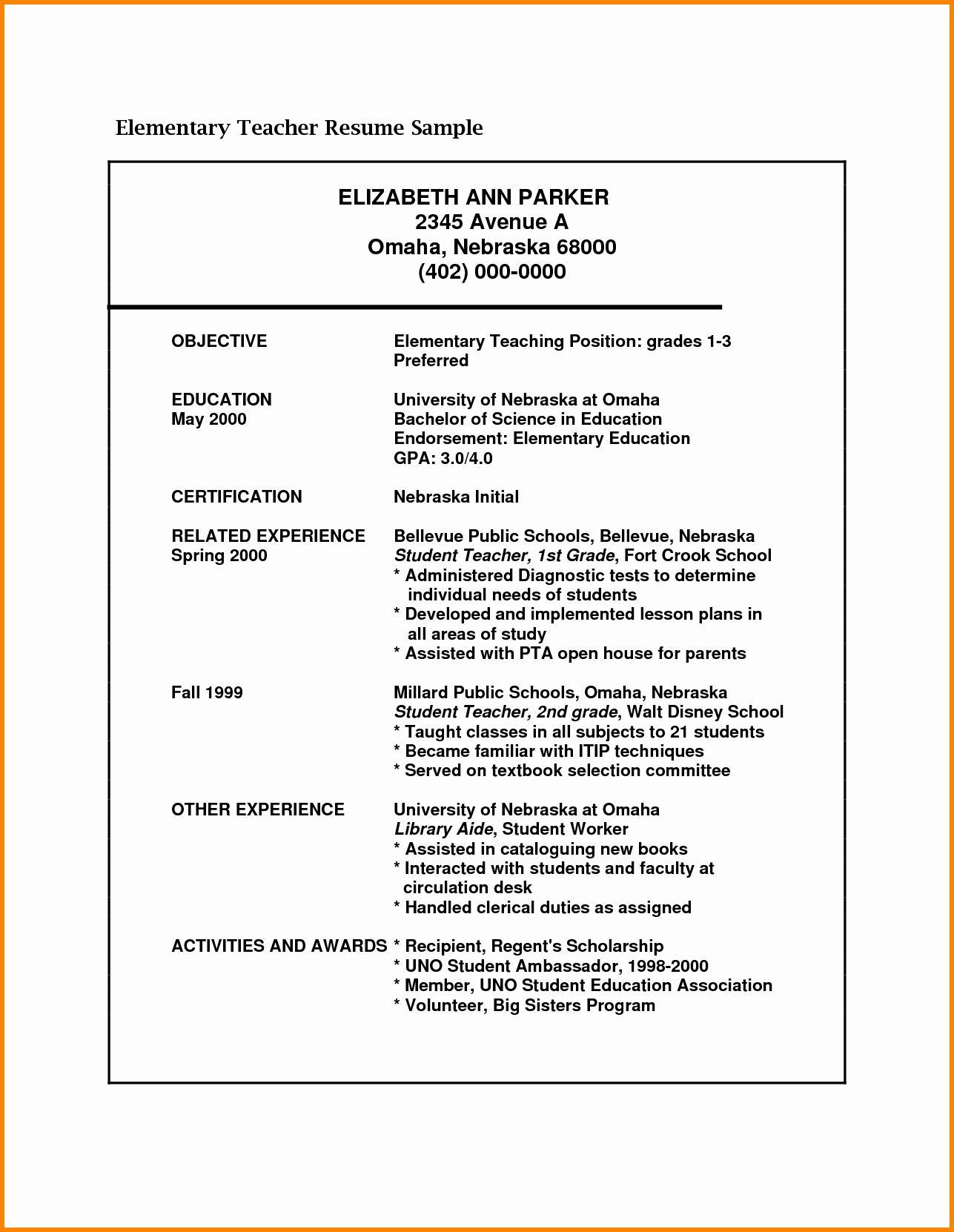 Sample Of Objectives In Resume for Teachers Examples Of Teaching Objectives for Resumes