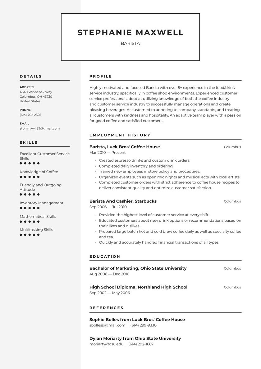 Sample Resume for Coffee Shop Worker Barista Resume Examples & Writing Tips 2021 (free Guide) Â· Resume.io