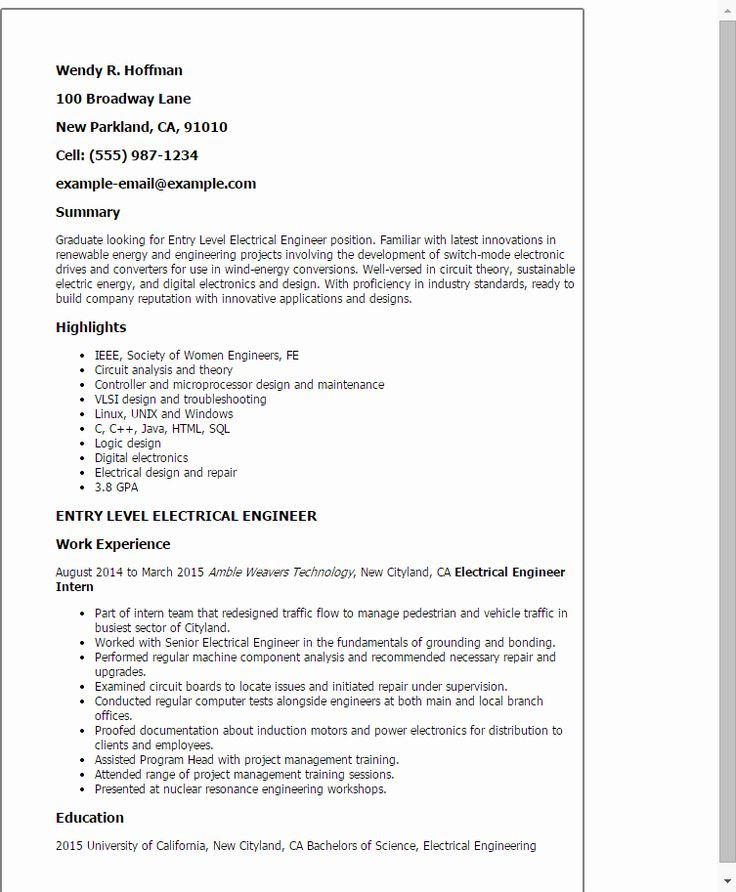 Sample Resume for Electrical Engineering Student √ 20 Electrical Engineering Student Resume In 2020