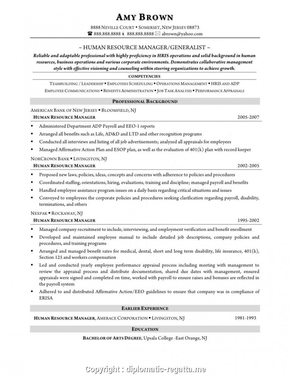 Sample Resume for Experienced Hr Generalist Creative Hr Generalist Resume format for Experienced