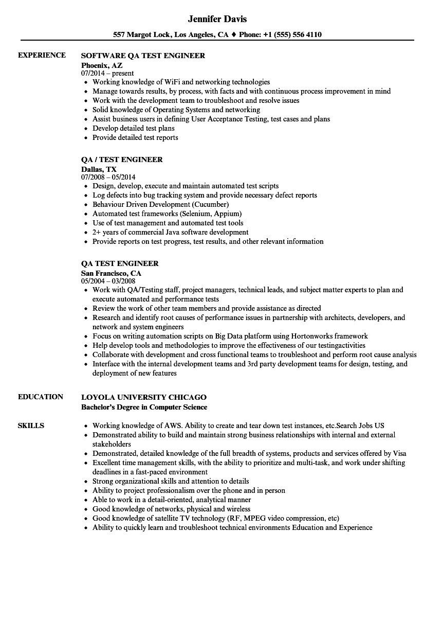 Sample Resume for Experienced software Test Engineer Download Pin Di Free Templates Designs
