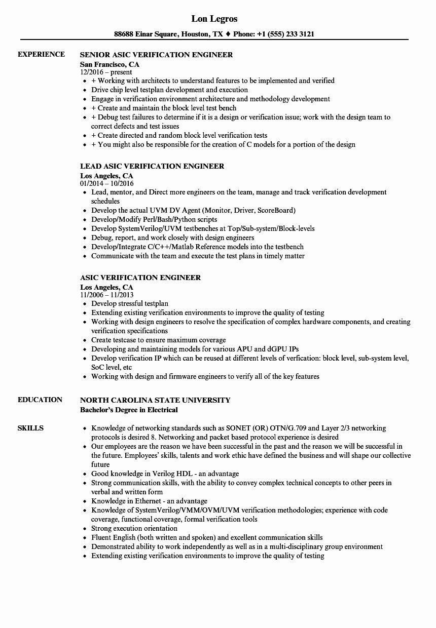 Sample Resume for Experienced Vlsi Design Engineer Resume format Vlsi Design Engineer Resume format