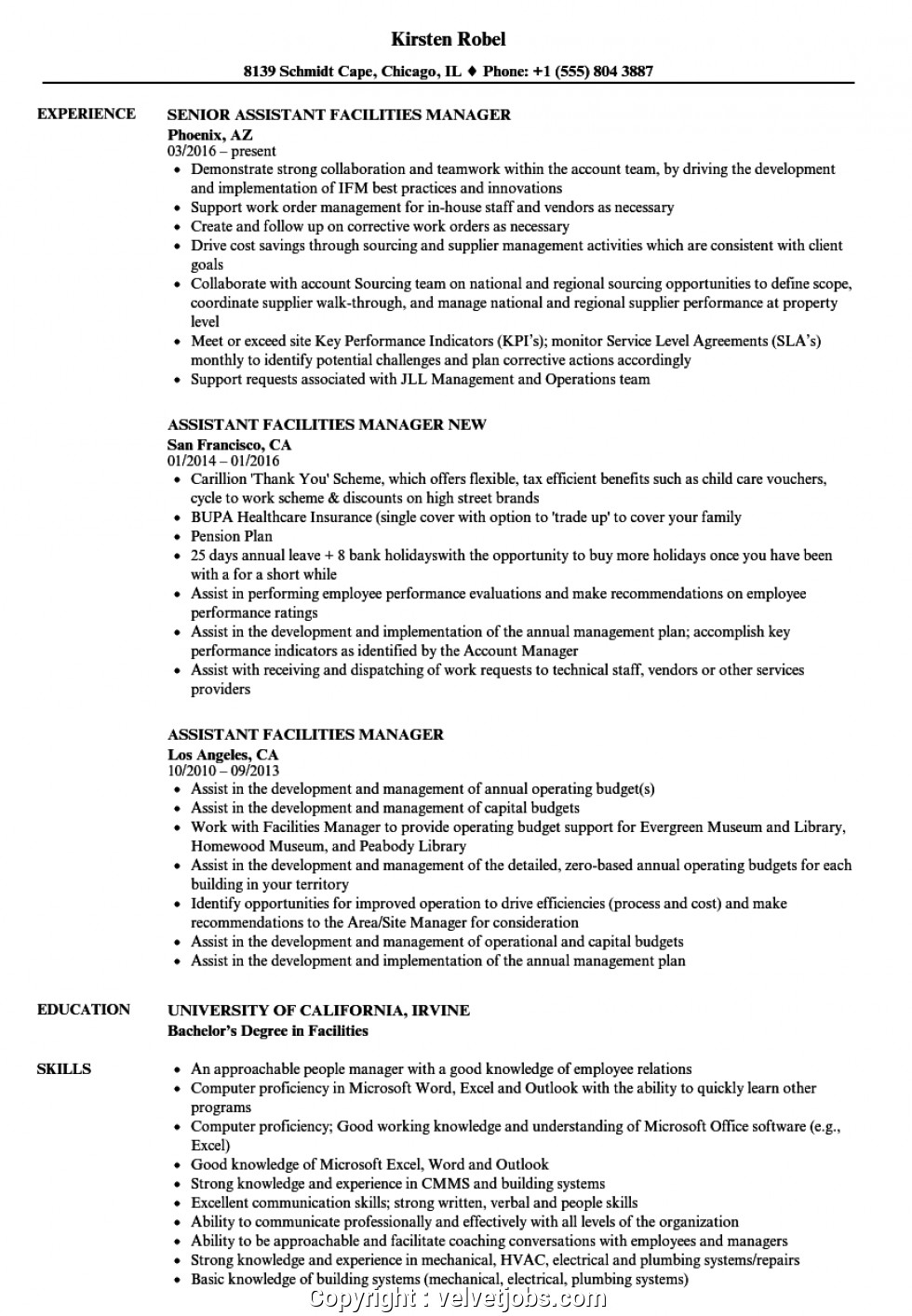 Sample Resume for Facility Manager In India New Facility Manager Resume Sample assistant Facilities