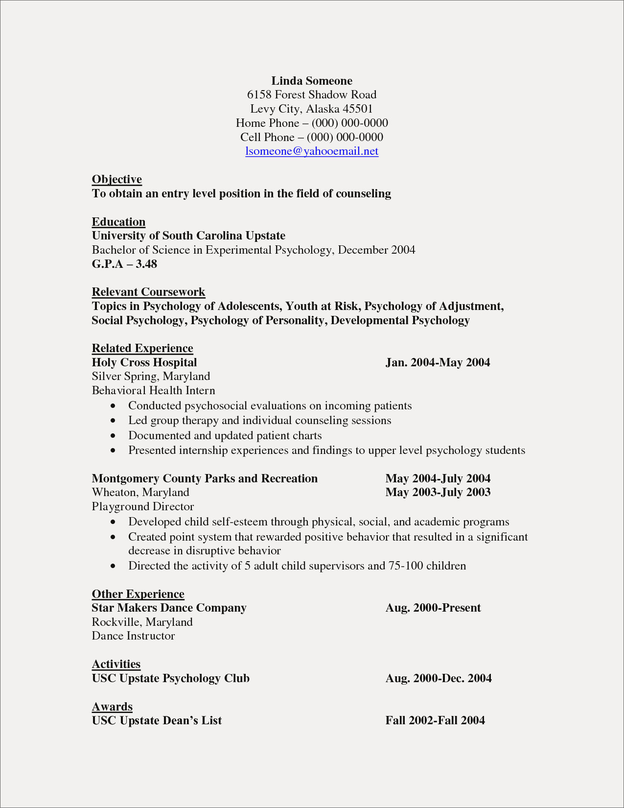 Sample Resume for Graduate School Education Example Of Resumes for Graduate School – Derel