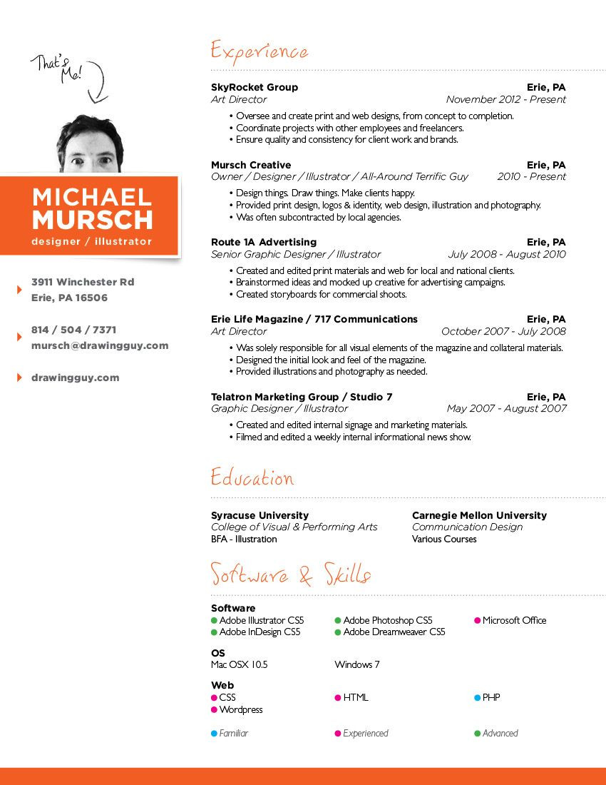 Sample Resume for Graphic Designer Fresher Resume – Michael Mursch Erie Pa Graphic Design Web Design …