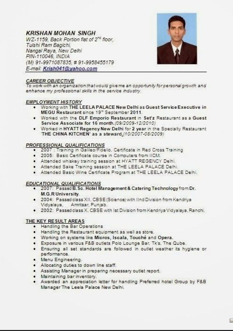 Sample Resume for Hotel and Restaurant Management Ojt 13 Cv format for Hotel Job Inspirations In 2021 Job Resume …