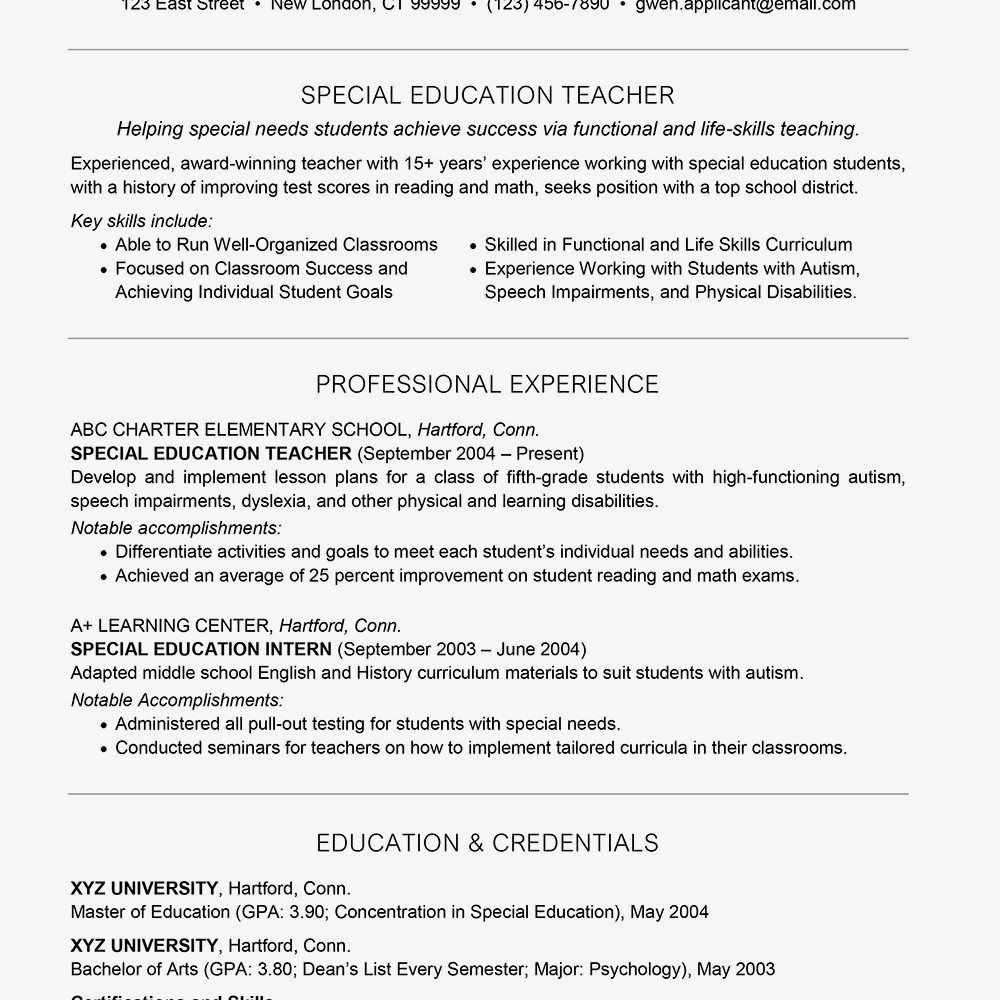 Sample Resume for New Teacher Applicant Resume Sample for Teacher Applicant