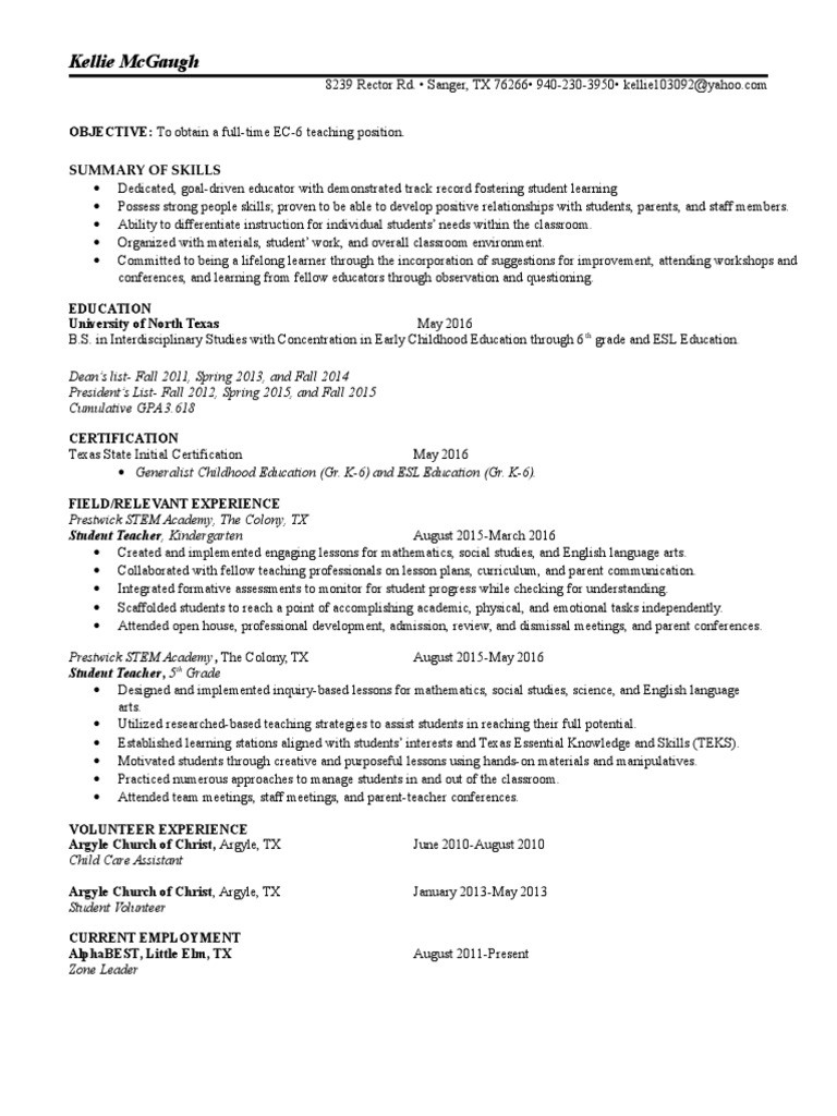 Sample Resume for New Teacher Applicant Resume Teacher Application