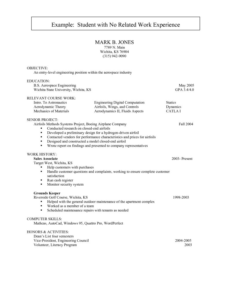 Sample Resume for No Experience Applicant Resume for Students with No Experience – Task List Templates