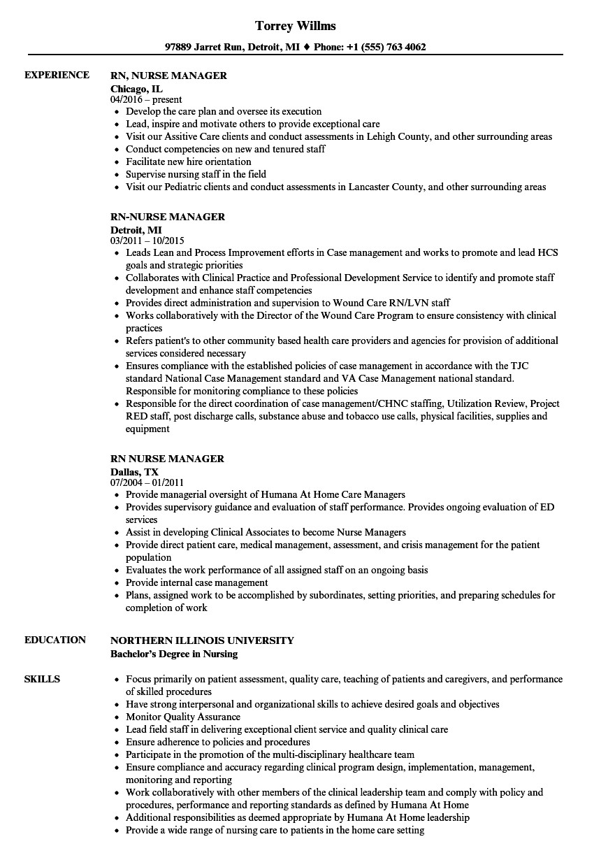 Sample Resume for Nurse Manager Position Nurse Manager Resume Sample Free Resume Templates