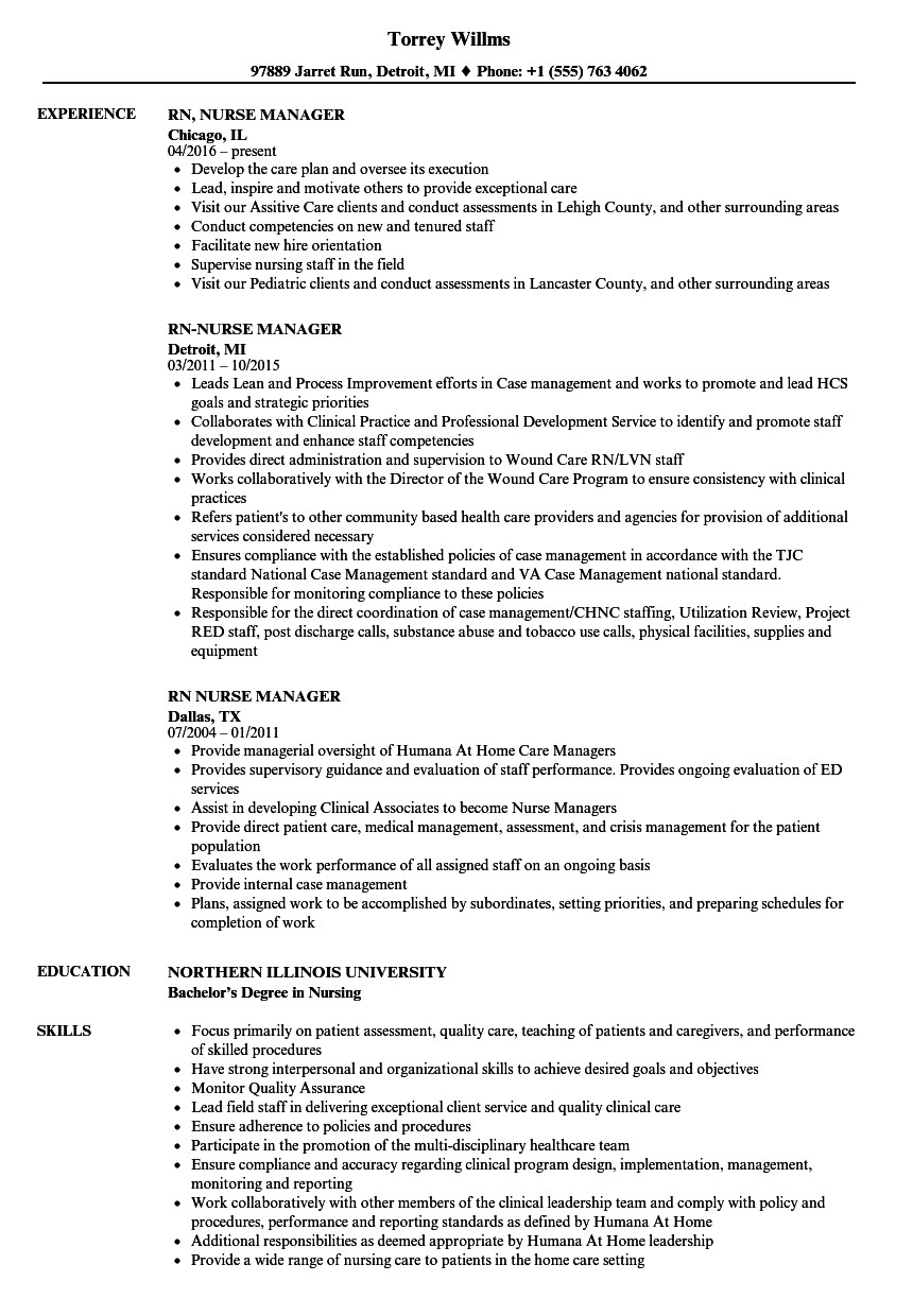 Sample Resume for Nurse Manager Position Nurse Manager Resume Sample Free Resume Templates