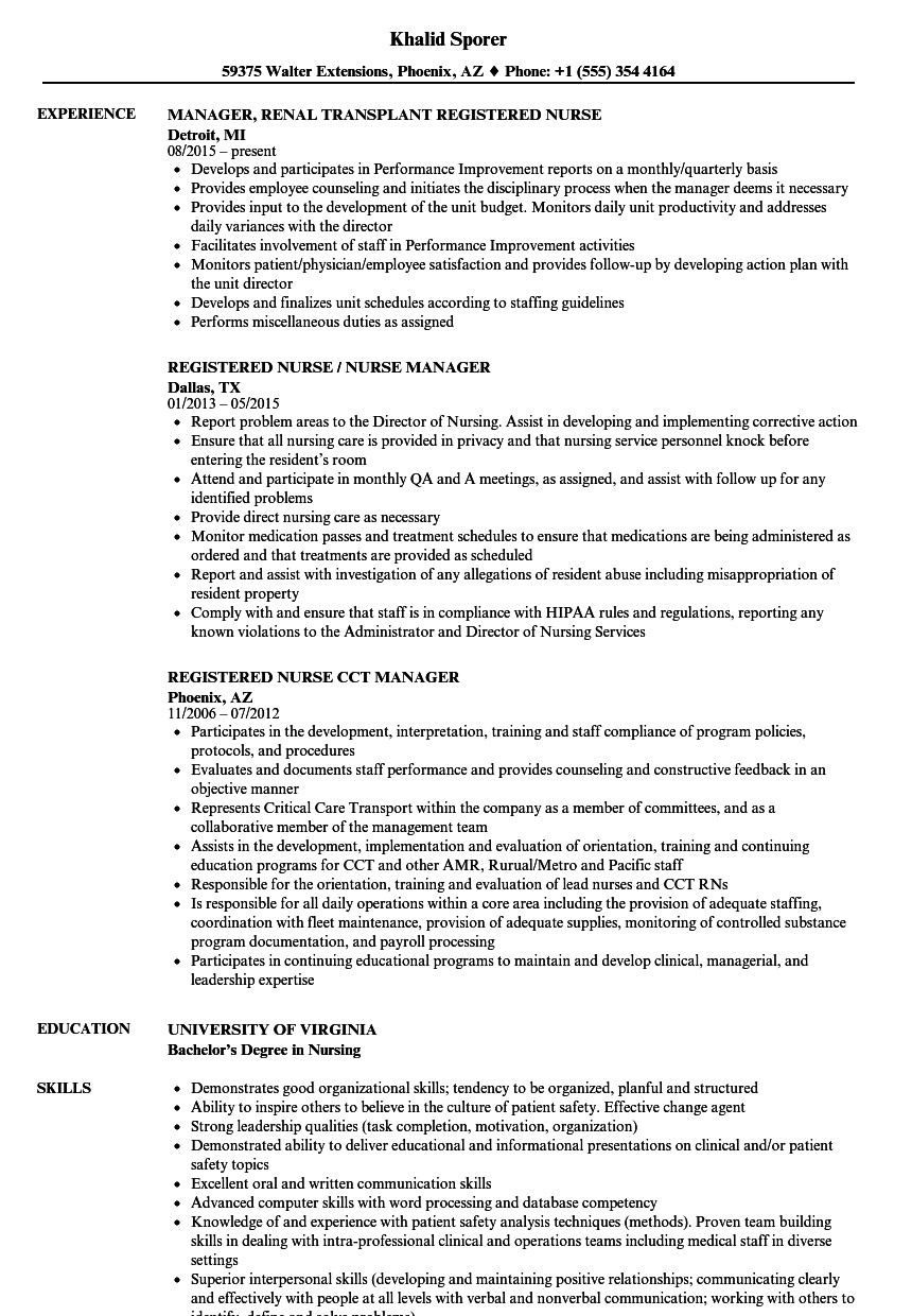 Sample Resume for Nurse Manager Position Resume for Nurse Returning to Workforce Sample Resume for Nurse Manager Position Resume for Nurse Returning to Workforce