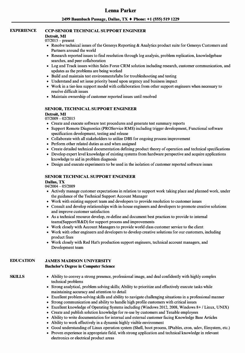 Sample Resume for Production Support Engineer It Support Resume format Ideas – Shefalitayal