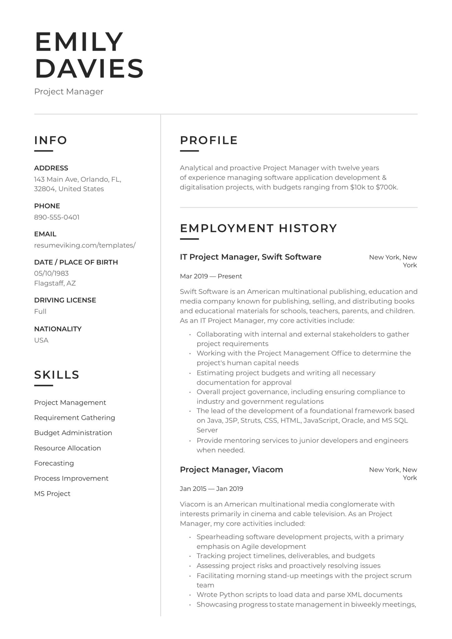 Sample Resume for Project Manager In Manufacturing 20 Project Manager Resume Examples & Full Guide Pdf & Word 2021