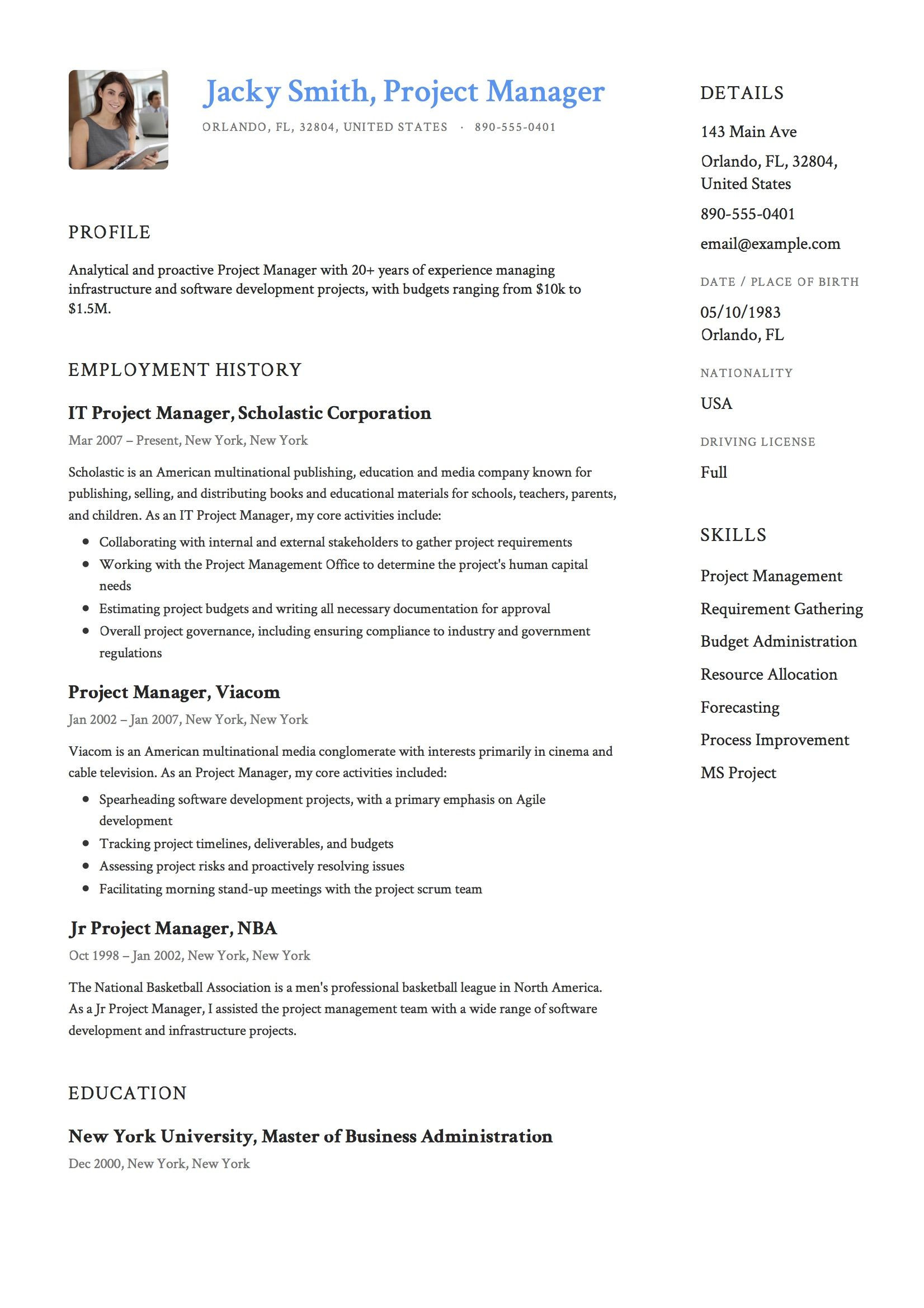 Sample Resume for Project Manager It software India 12 Project Manager Resume Examples & Templates Ideas Project …
