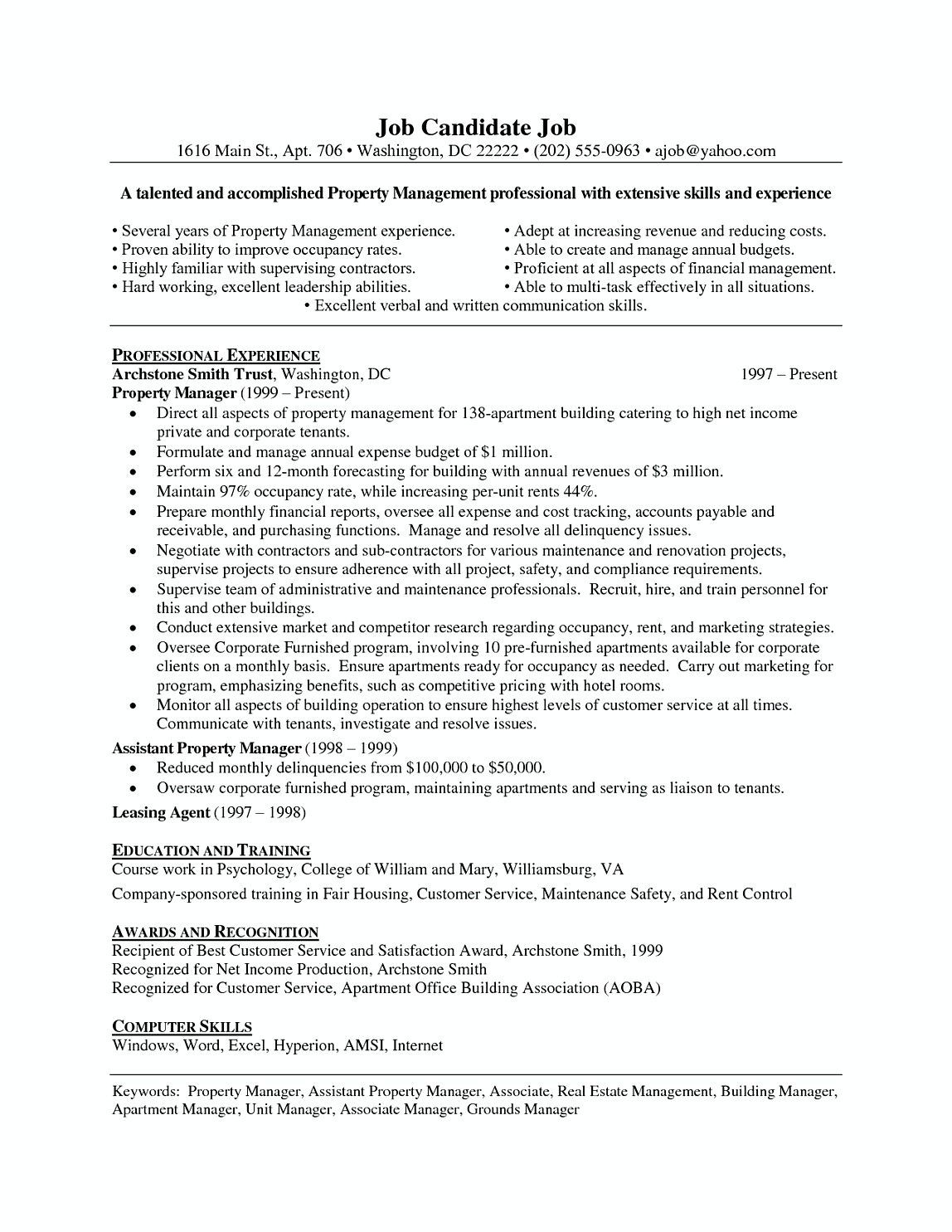 Sample Resume for Property Management Job Commercial Property Manager Resume Samples , Commercial Property …