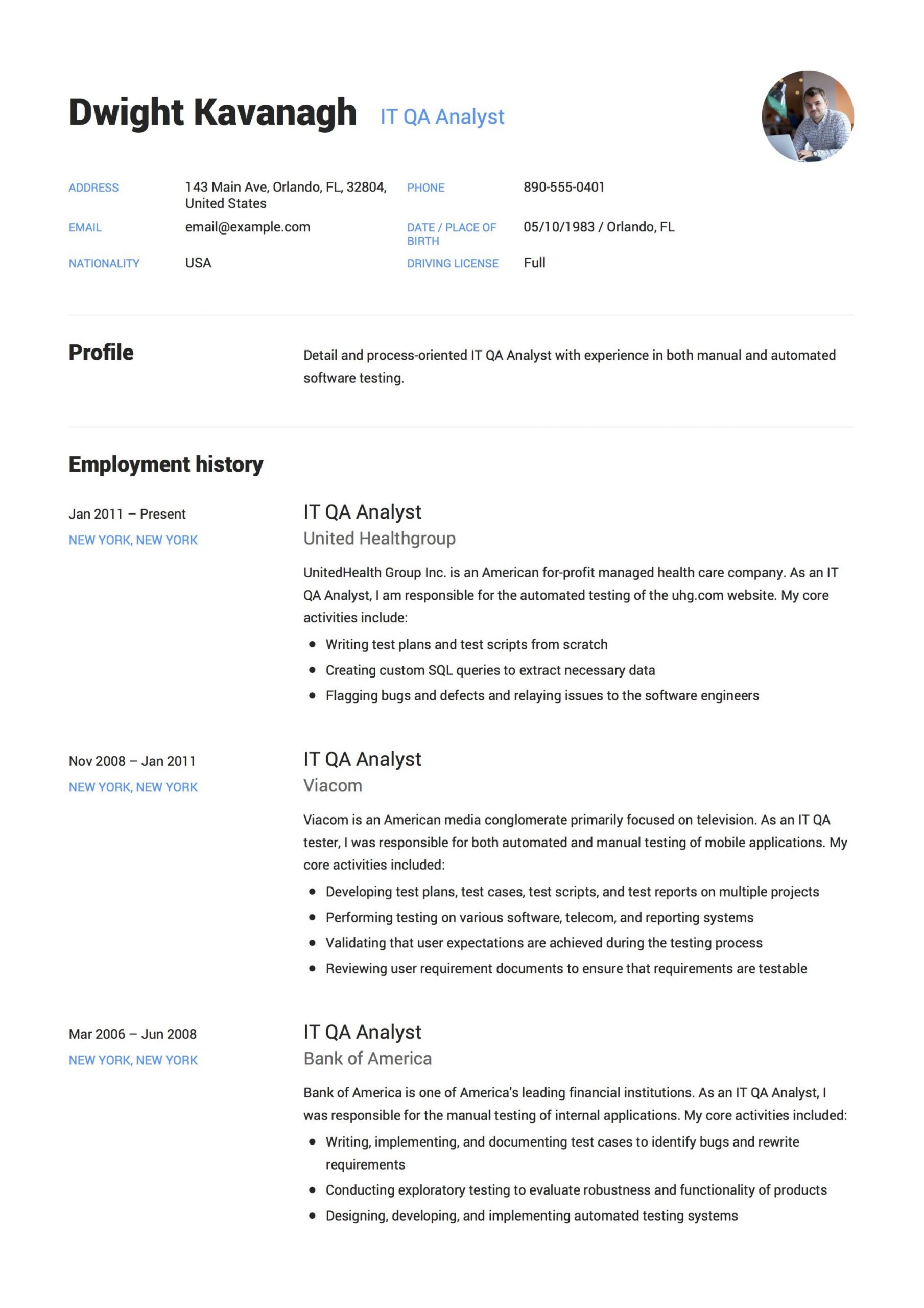 Sample Resume for Quality Analyst In Bpo It Qa Analyst Resume & Guide 14 Templates Free