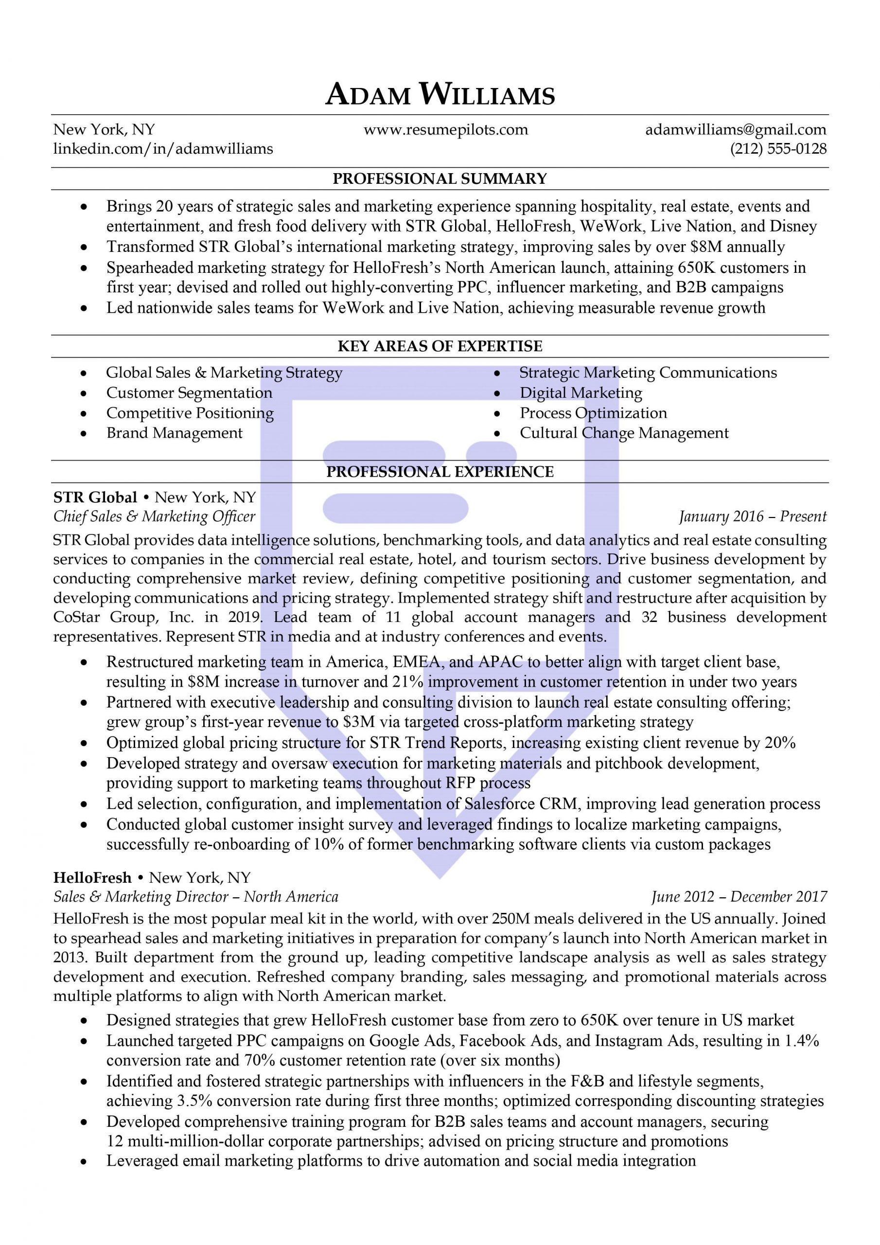 Sample Resume for Sales and Marketing Executive High-impact Marketing Executive Resume Sample (cmo) â Resume Pilots