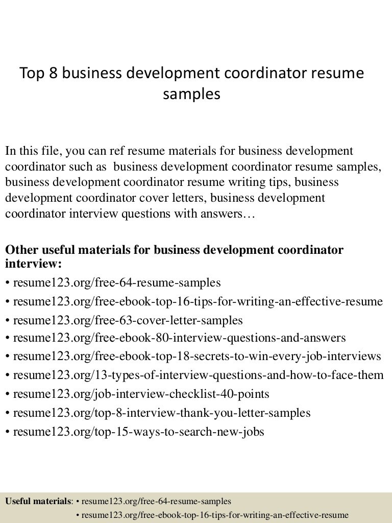 Sample Resume for Training and Development Coordinator top 8 Business Development Coordinator Resume Samples