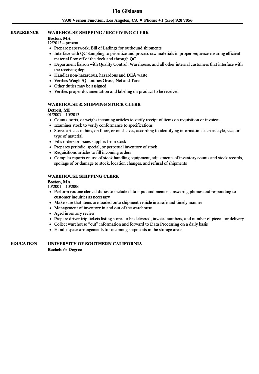 Sample Resume for Warehouse Shipping and Receiving Shipping and Receiving Resume Mryn ism Sample Resume for Warehouse Shipping and Receiving Shipping and Receiving Resume Mryn ism