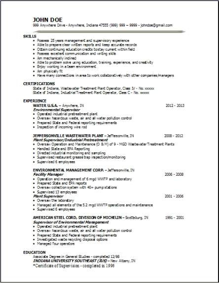 Sample Resume for Waste Management Job Waste Management Resume Occupational Examples Samples